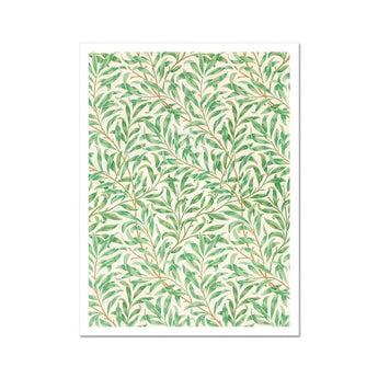 Willow Bough - William Morris Leaf Motif Art Print / Canvas Floral Pattern Green Leaves Beige Stems Light Background William Morris Leaf,