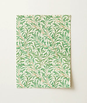 Rectangular Notepad Delicate Pattern Green Willow Leaves Off-white William Morris Leaf, Bough, Verdant Masterpiece