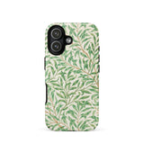 Willow Bough - William Morris Leaf Pattern Phone Case Iphone 17 / Matte Green Leafy Patterned Phone Case Black Accents Durable William