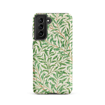 Willow Bough - William Morris Leaf Pattern Phone Case Samsung Galaxy S21 / Matte Sleek Phone Case Delicate Pattern Green Willow Leaves