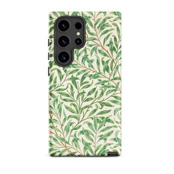 Willow Bough - William Morris Leaf Pattern Phone Case Samsung Galaxy S24 Ultra / Matte Delicate Green Leaves Brown Stems, Verdant Victorian