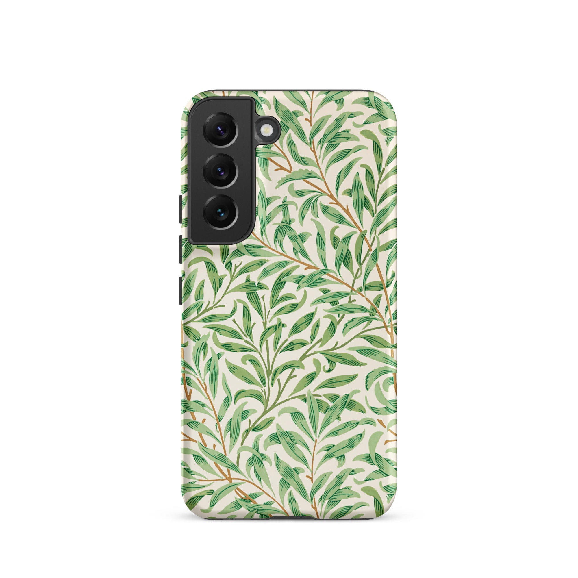 Willow Bough William Morris Leaf Pattern Samsung Case, Galaxy S22 / Matte, Phone Case Green Leaf Pattern Black Camera Cutout