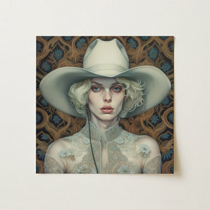 Winnie - Moon Lesbian Cowgirl Art Print / Canvas, 12x12’’ / 31x31cm / Unframed / no Border, Posters Prints & Visual Artwork, Toby Leon