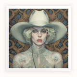 Winnie - Moon Lesbian Cowgirl Art Print / Canvas, 12x12’’ / 31x31cm / Unframed / White Border, Posters Prints & Visual Artwork, Toby Leon