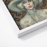Framed Art Print Woman Blonde Hair Blue Eyes Lesbian Cowgirl, Elegant Outlaw Reminding, Spirit’s Queer