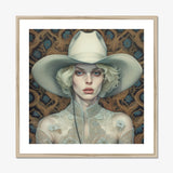 Winnie - Moon Lesbian Cowgirl Art Print, Framed Portrait Woman Cowboy Hat