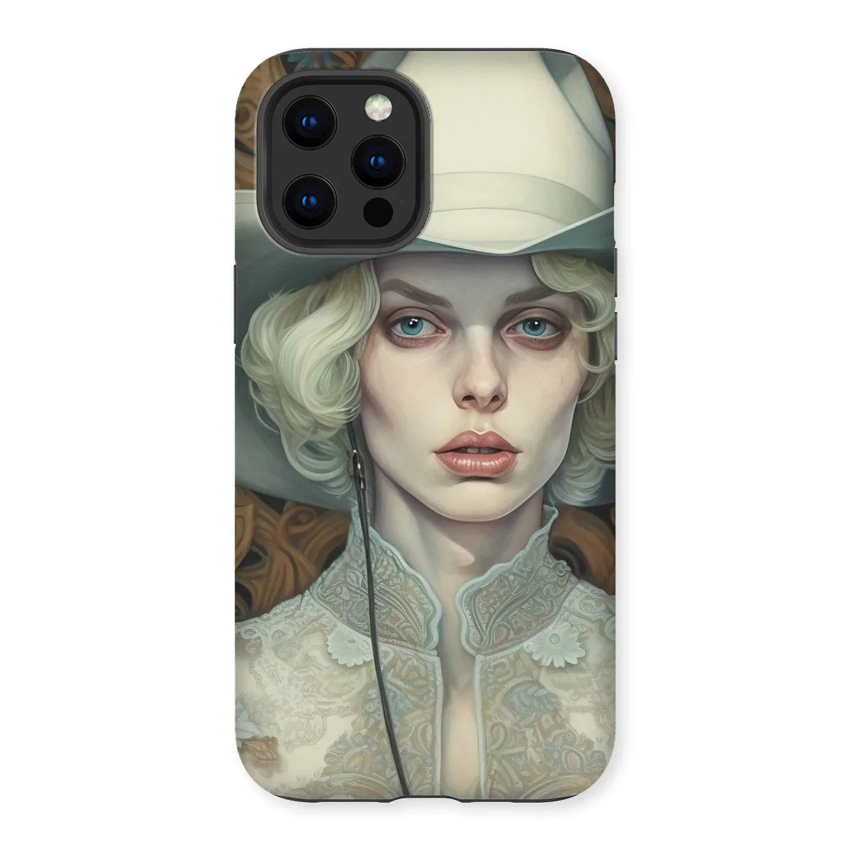 Winnie - Sapphic Femme Cowgirl Iphone Case, 13 Pro Max / Matte, Phone Case Portrait Pale-skinned Woman Platinum Blonde Hair