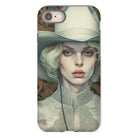 Winnie - Sapphic Femme Cowgirl Iphone Case, 8 / Matte, Phone Case Artistic Portrait Woman Pale Blue Hat