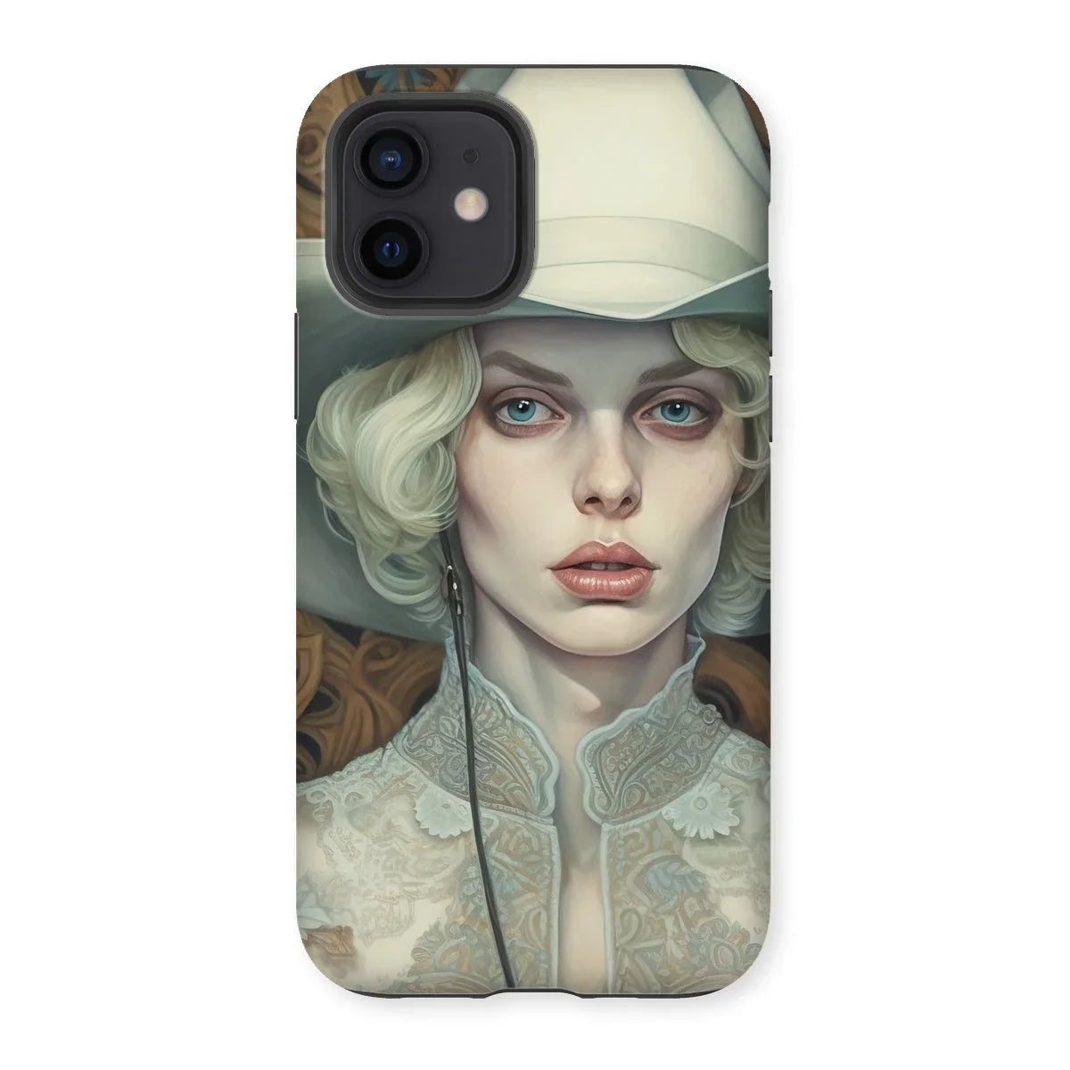 Winnie - Sapphic Femme Cowgirl Iphone Case, 12 / Matte, Kite-771295227, Phone Case Painted Portrait Woman Vintage Attire White