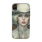 Winnie - Sapphic Femme Cowgirl Iphone Case, Xr / Matte, Phone Case Stylized Portrait Woman White Hat Lace