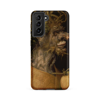 Winter - Giuseppe Arcimboldo Samsung Case, Galaxy S21 Fe / Matte, Black Smartphone Case Whimsical Gnarled Hairy Creature Design