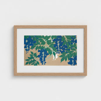 Wisteria from Momoyogusa - Kamisaka Sekka Art Print / Canvas Framed Artwork Stylized Blue Blossoms Green Leaves, Sekka’s, Prints