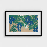 Wisteria from Momoyogusa - Kamisaka Sekka Art Print / Canvas Framed Artwork Stylized Blue Blossoms Green, Sekka’s, Prints