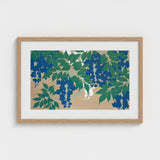 Wisteria from Momoyogusa - Kamisaka Sekka Art Print / Canvas Framed Artwork Stylized Blue Blossoms Green, Sekka’s, Prints