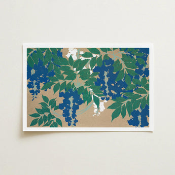 Wisteria from Momoyogusa - Kamisaka Sekka Art Print / Canvas Rectangular Framed Stylized Blue Blossoms, Sekka’s, Prints