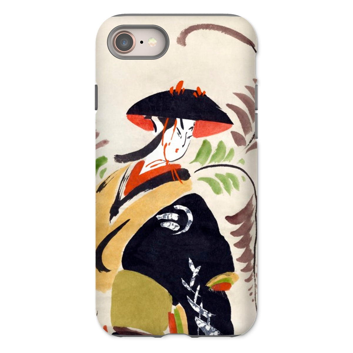Wisteria Maiden Kabuki Dancer Iphone Case, 8 / Matte, Phone Case Traditional Japanese Art Figure Black Kimono
