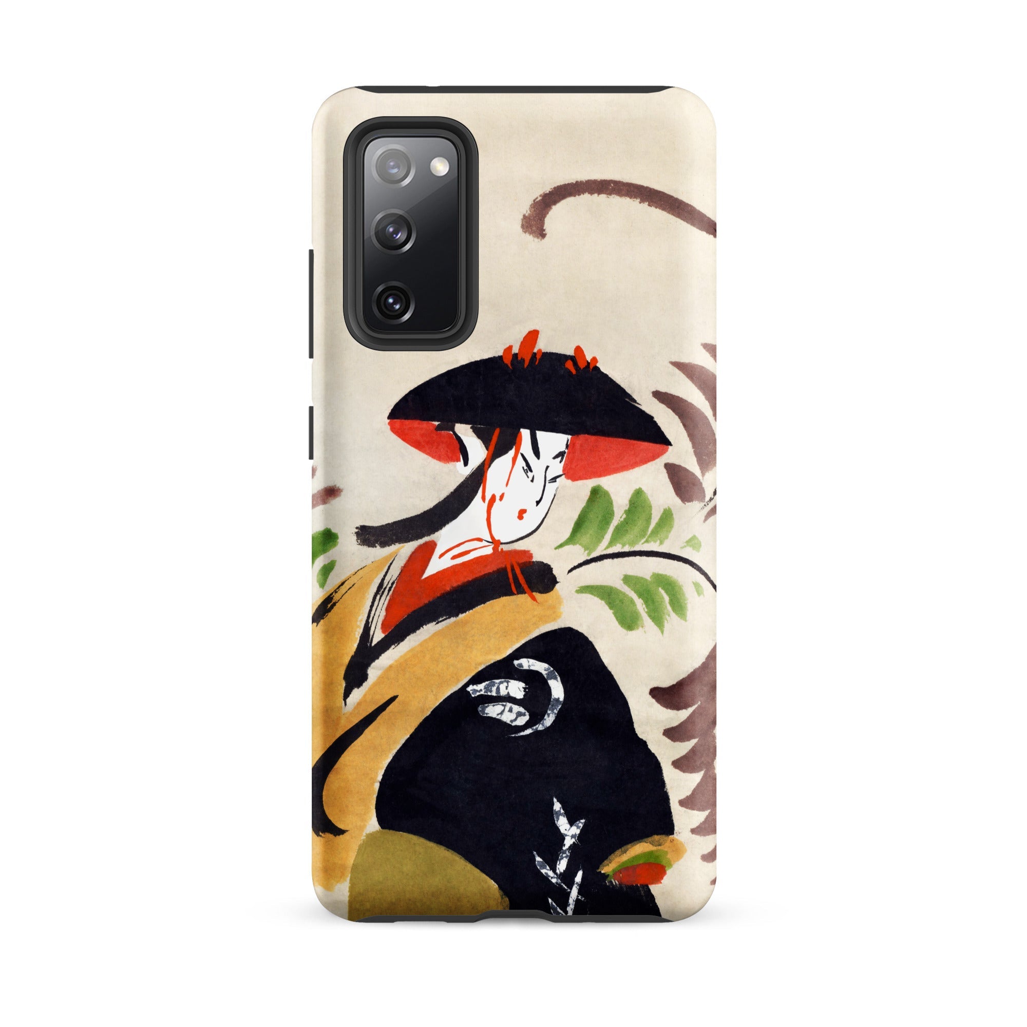 Wisteria Maiden Kabuki Dancer Samsung Case, Galaxy S20 Fe / Matte, Smartphone Case Colorful Illustration Woman Hat Traditional Attire