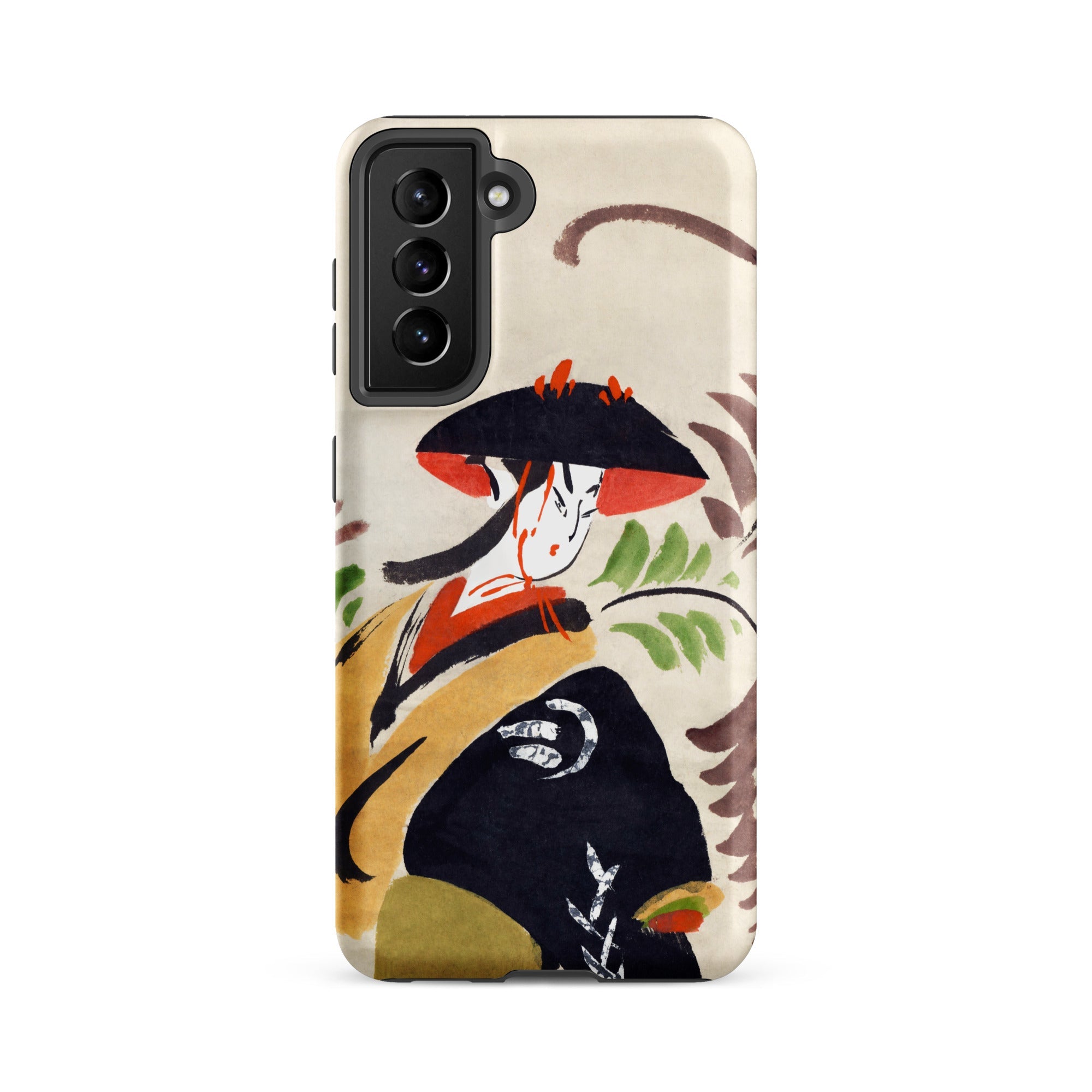 Wisteria Maiden Kabuki Dancer Samsung Case, Galaxy S21 Fe / Matte, Smartphone Case Colorful Illustration Person Traditional Japanese Attire