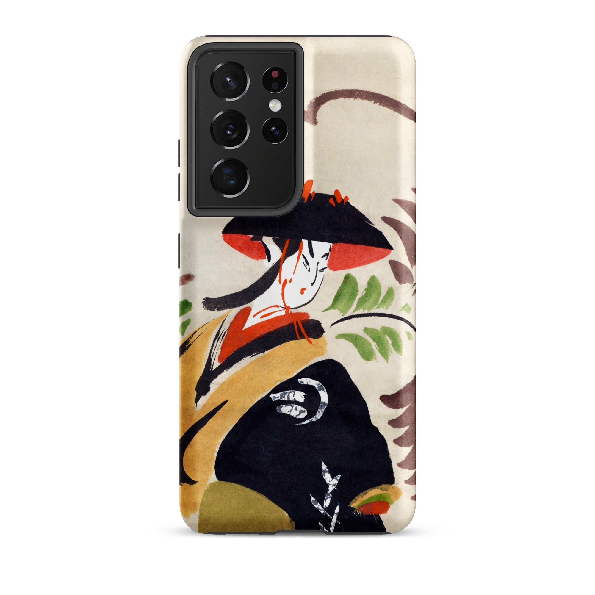 Wisteria Maiden Kabuki Dancer Samsung Case, Galaxy S21 Ultra / Matte, Smartphone Decorative Case Illustration Person Traditional Japanese