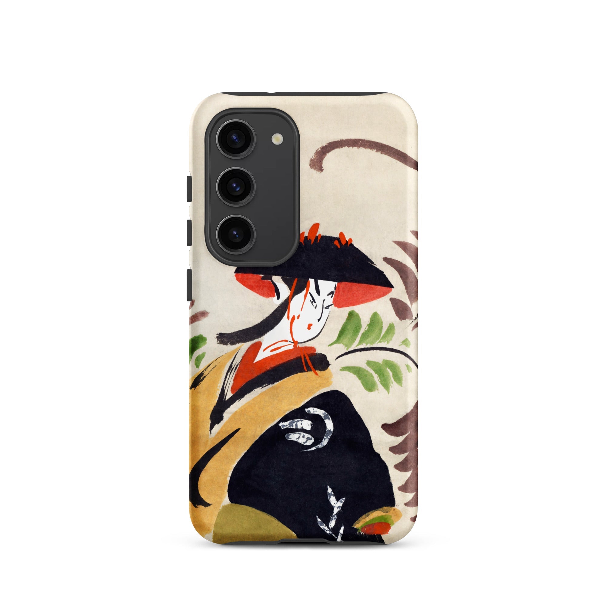 Wisteria Maiden Kabuki Dancer Samsung Case, Galaxy S23 / Matte, Smartphone Case Japanese Style Illustration Woman Traditional Attire