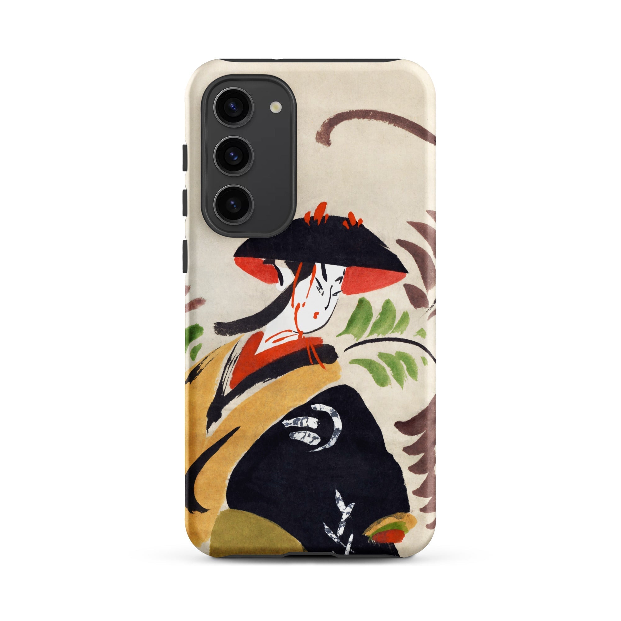 Wisteria Maiden Kabuki Dancer Samsung Case, Galaxy S23 Plus / Matte, Smartphone Case Traditional Japanese Style Illustration Woman Wide