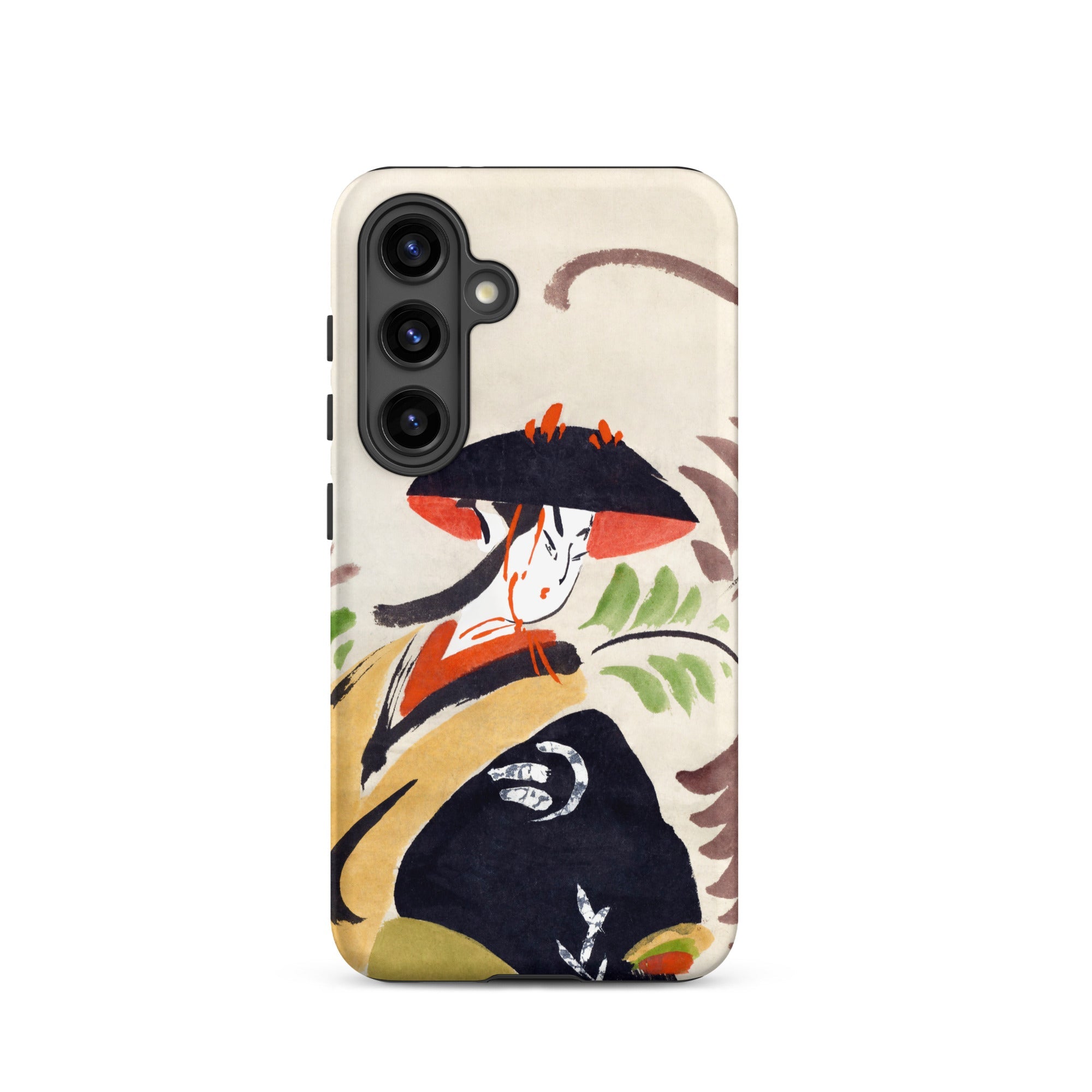 Wisteria Maiden Kabuki Dancer Samsung Case, Galaxy S24 / Matte, Smartphone Case Abstract Colorful Illustration Woman Traditional Japanese