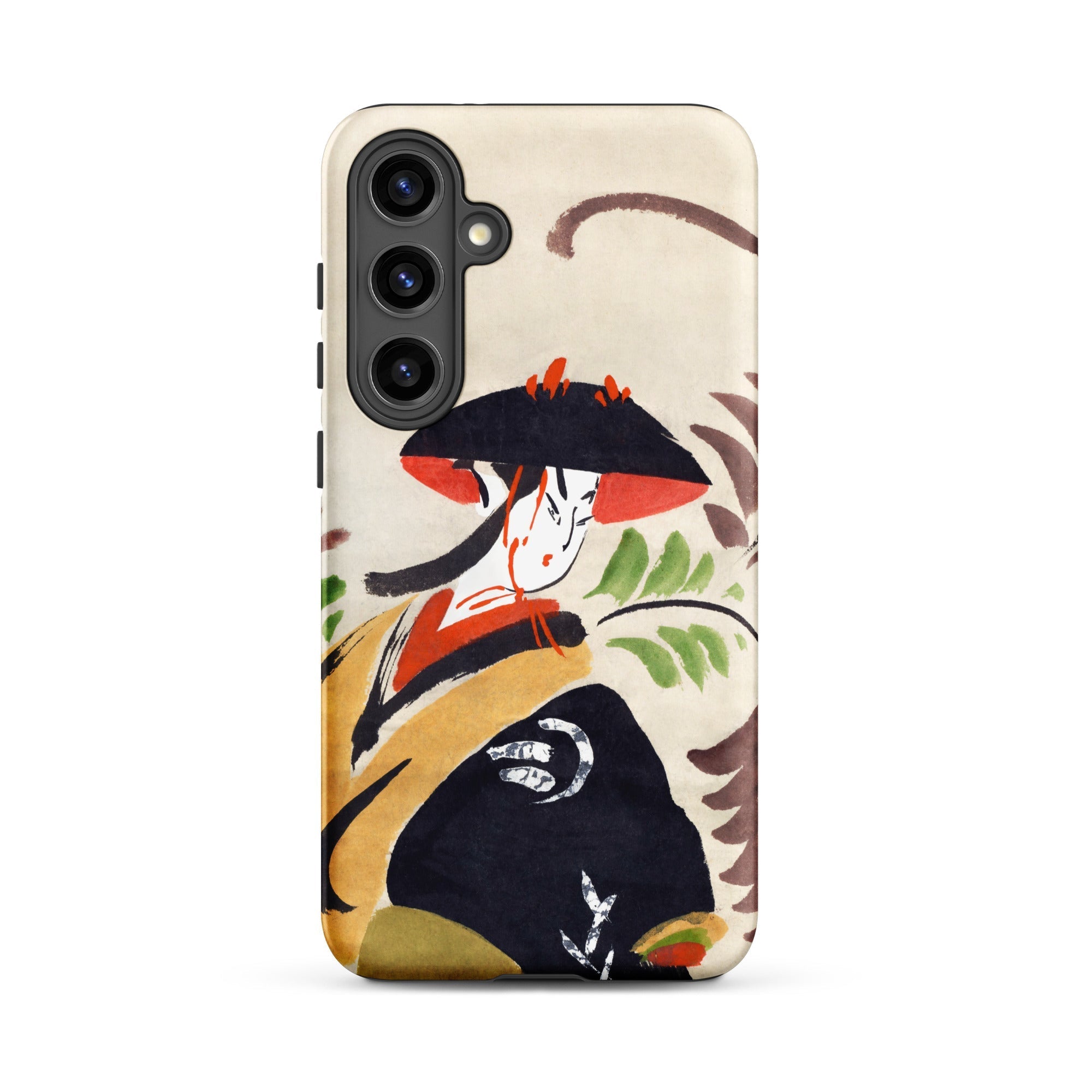 Wisteria Maiden Kabuki Dancer Samsung Case, Galaxy S24 Plus / Matte, Smartphone Decorative Case Asian Inspired Illustration