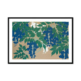Wisteria from Momoyogusa - Kamisaka Sekka Art Print, Artistic Illustration Wisteria Flowers Leaves Green Blue Tones