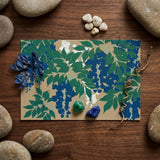 Wisteria from Momoyogusa - Kamisaka Sekka Art Print / Canvas Rectangular Card Beige Background Bold Green Blue Leafy, Sekka’s, Prints