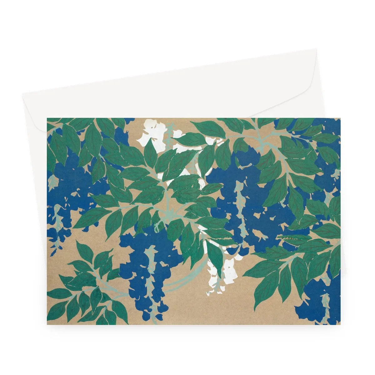 Wisteria From Momoyogusa By Kamisaka Sekka Greeting Card - A5 Landscape / 1 Card - Greeting & Note Cards - Aesthetic Art