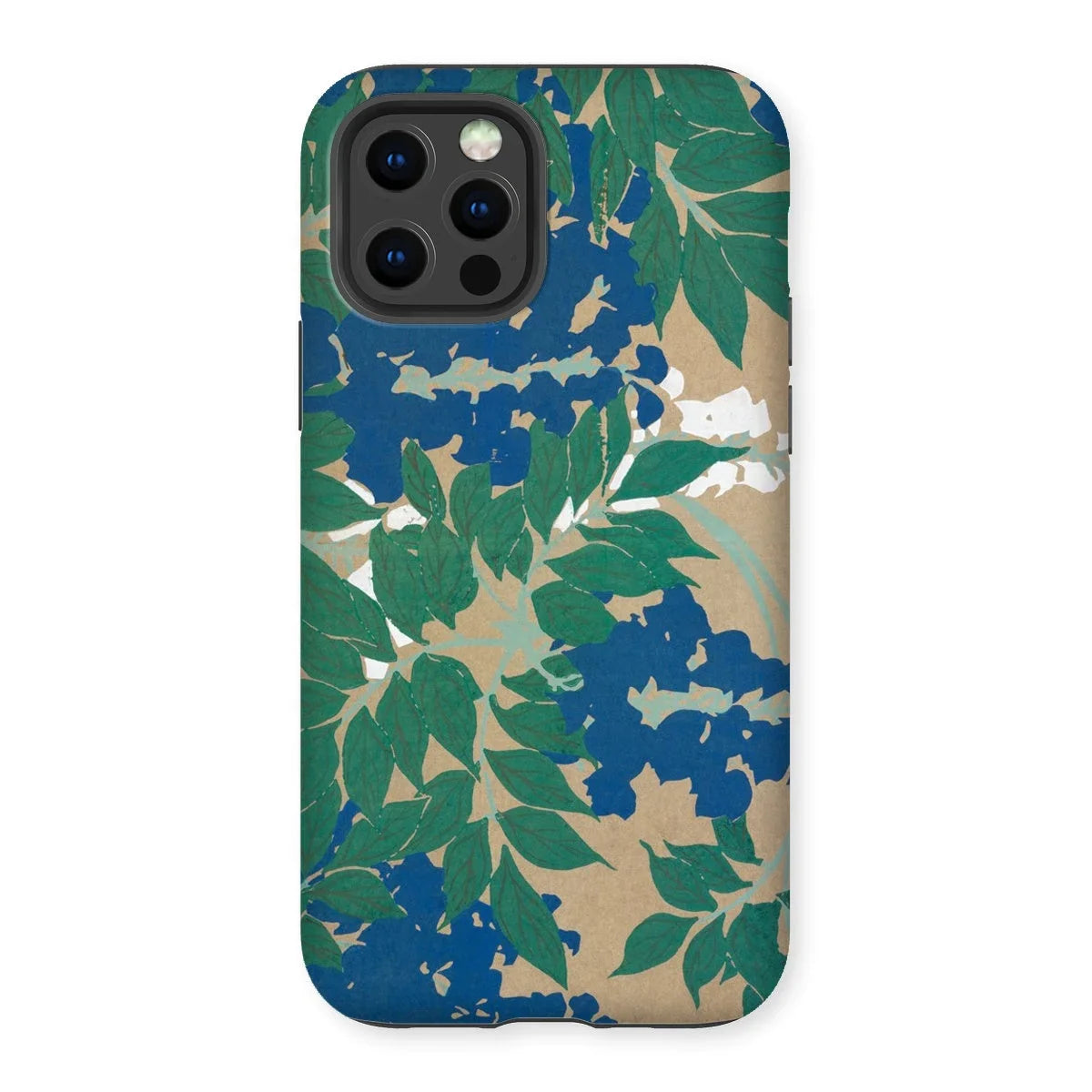 Wisteria from Momoyogusa - Kamisaka Sekka Iphone Case, 12 Pro / Matte, Smartphone Case Floral Pattern Green Leaves Blue Flowers