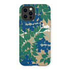 Wisteria from Momoyogusa - Kamisaka Sekka Iphone Case, 13 Pro / Matte, Floral Patterned Smartphone Case Green Leaves Blue Accents