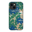 Wisteria from Momoyogusa - Kamisaka Sekka Iphone Case, 14 Plus / Matte, Floral-patterned Smartphone Case Green Leaves Blue Accents