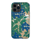 Wisteria from Momoyogusa - Kamisaka Sekka Iphone Case, 14 Pro Max / Matte, Iphone Case Floral Pattern Green Leaves Blue Flowers
