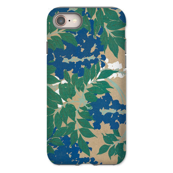 Wisteria from Momoyogusa - Kamisaka Sekka Iphone Case, 8 / Matte, Floral Patterned Phone Case Green Leaves Blue Accents