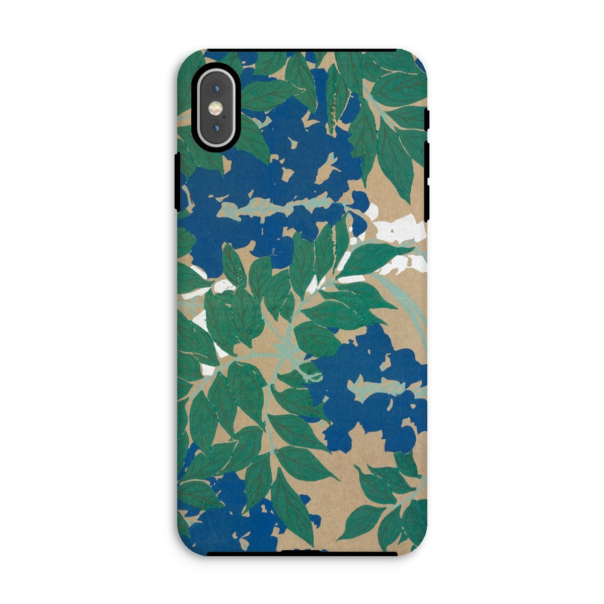 Wisteria from Momoyogusa - Kamisaka Sekka Iphone Case, Xs Max / Tough Phone, Phone Case Floral Pattern Green Leaves Blue Flowers