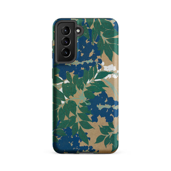 Wisteria from Momoyogusa - Kamisaka Sekka Phone Case Samsung Galaxy S21 Fe / Matte Vibrant Botanical Design Deep Green Leaves, Meiji-era