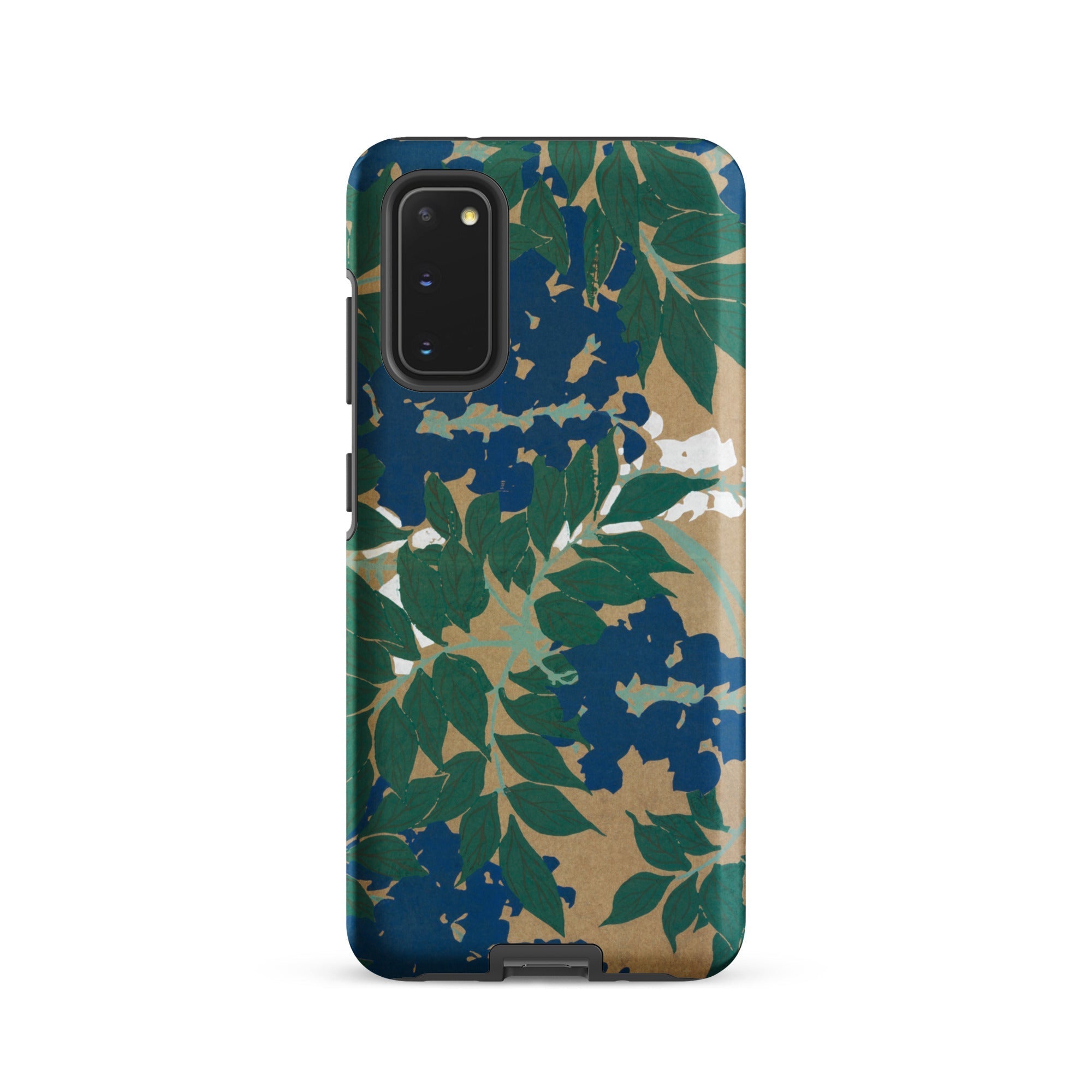 Wisteria from Momoyogusa Kamisaka Sekka Samsung Case, Galaxy S20 / Matte, Smartphone Nature Themed Protective Case Blue Green Leaves Tan