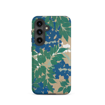 Wisteria from Momoyogusa - Kamisaka Sekka Samsung Case, Galaxy S24 / Matte, Smartphone Case Blue Green Leaf Pattern Light Brown
