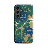 Wisteria from Momoyogusa - Kamisaka Sekka Samsung Case, Galaxy S24 Plus / Matte, Smartphone Case Blue Green Leaf Pattern Tan Background