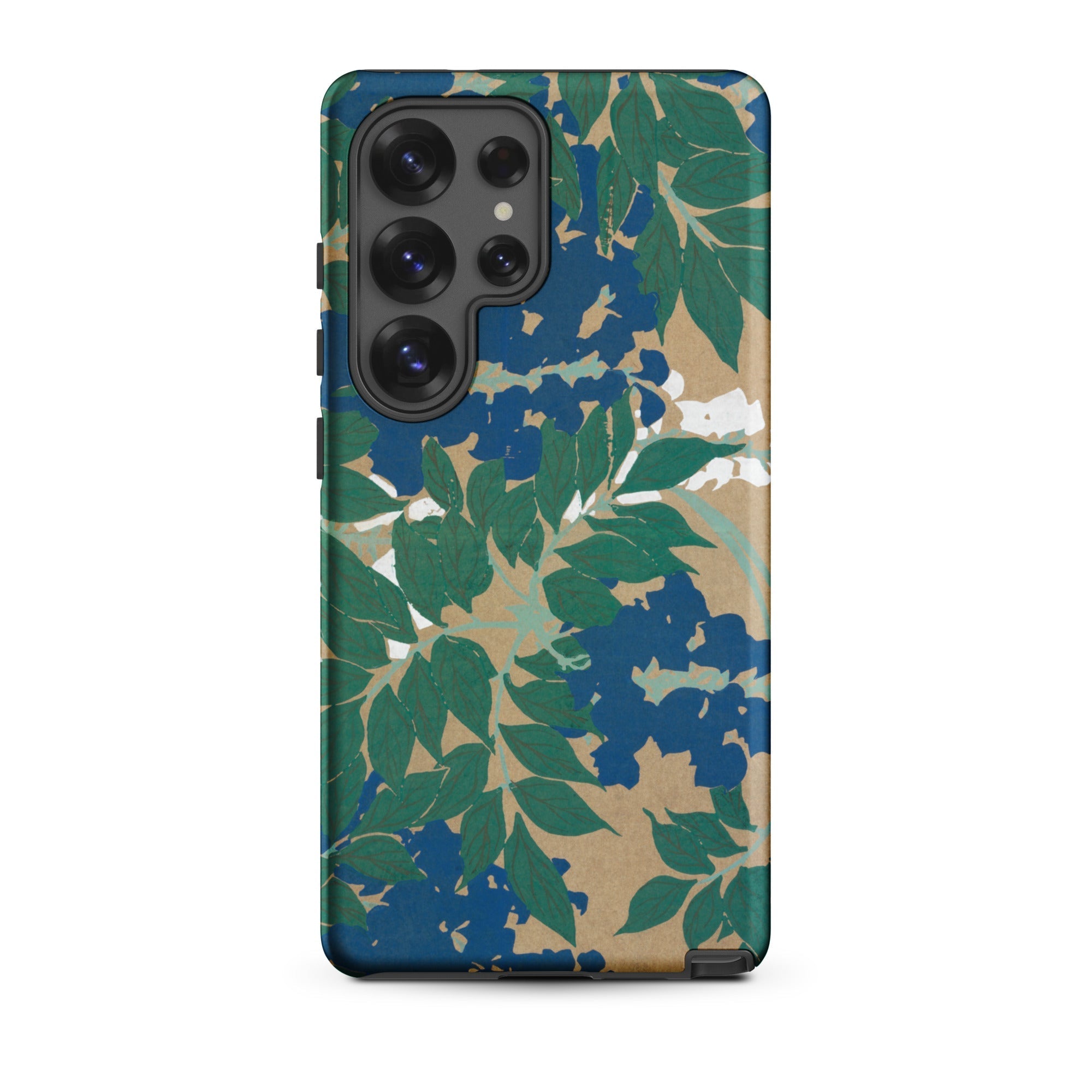 Wisteria from Momoyogusa Kamisaka Sekka Samsung Case, Galaxy S25 Ultra / Matte, Phone Case Blue Green Beige Floral Leaf Pattern