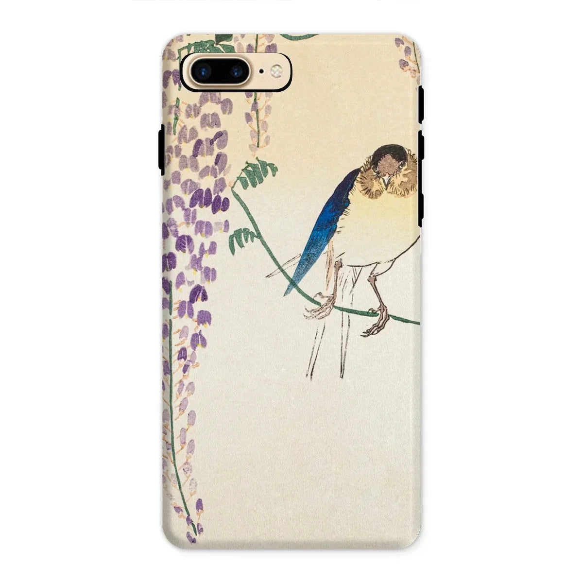 Wisteria and Swallow - Ohara Koson Iphone Case, 8 Plus / Matte, Phone Case Stylized Illustration Bird Perched Branch Wisteria
