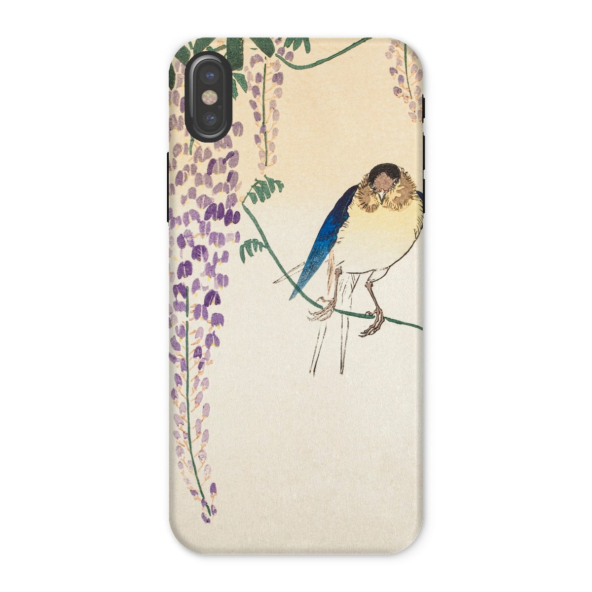 Wisteria and Swallow - Ohara Koson Iphone Case, x / Matte, Phone Case Delicate Illustration Bird Perched Wisteria Flowers