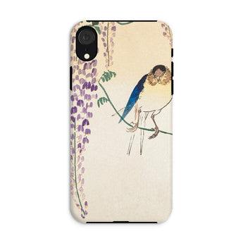 Wisteria and Swallow - Ohara Koson Iphone Case, Xr / Matte, Phone Case Delicate Illustration Bird Perched Branch Wisteria