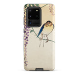 Wisteria and Swallow - Ohara Koson Samsung Case, Galaxy S20 Ultra / Matte, White Phone Case Bird Purple Flowers