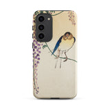 Wisteria and Swallow - Ohara Koson Samsung Case, Galaxy S23 Plus / Matte, Smartphone Case Bird Vine Design