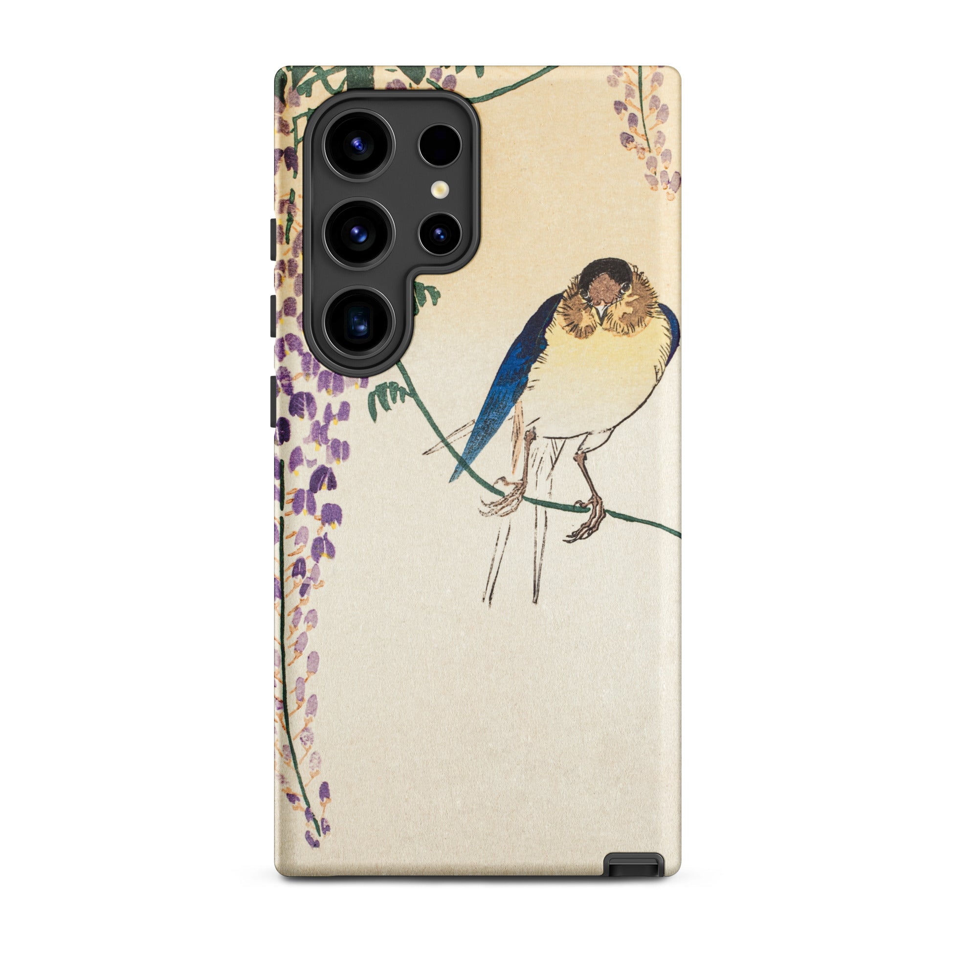 Wisteria and Swallow Ohara Koson Samsung Case, Galaxy S24 Ultra / Matte, White Phone Case Bird Wisteria Floral Design