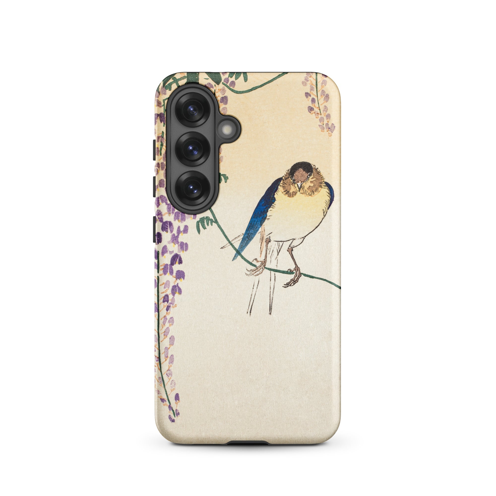 Wisteria and Swallow Ohara Koson Samsung Case, Galaxy S25 / Matte, Smartphone Nature Themed Case Bird Wisteria