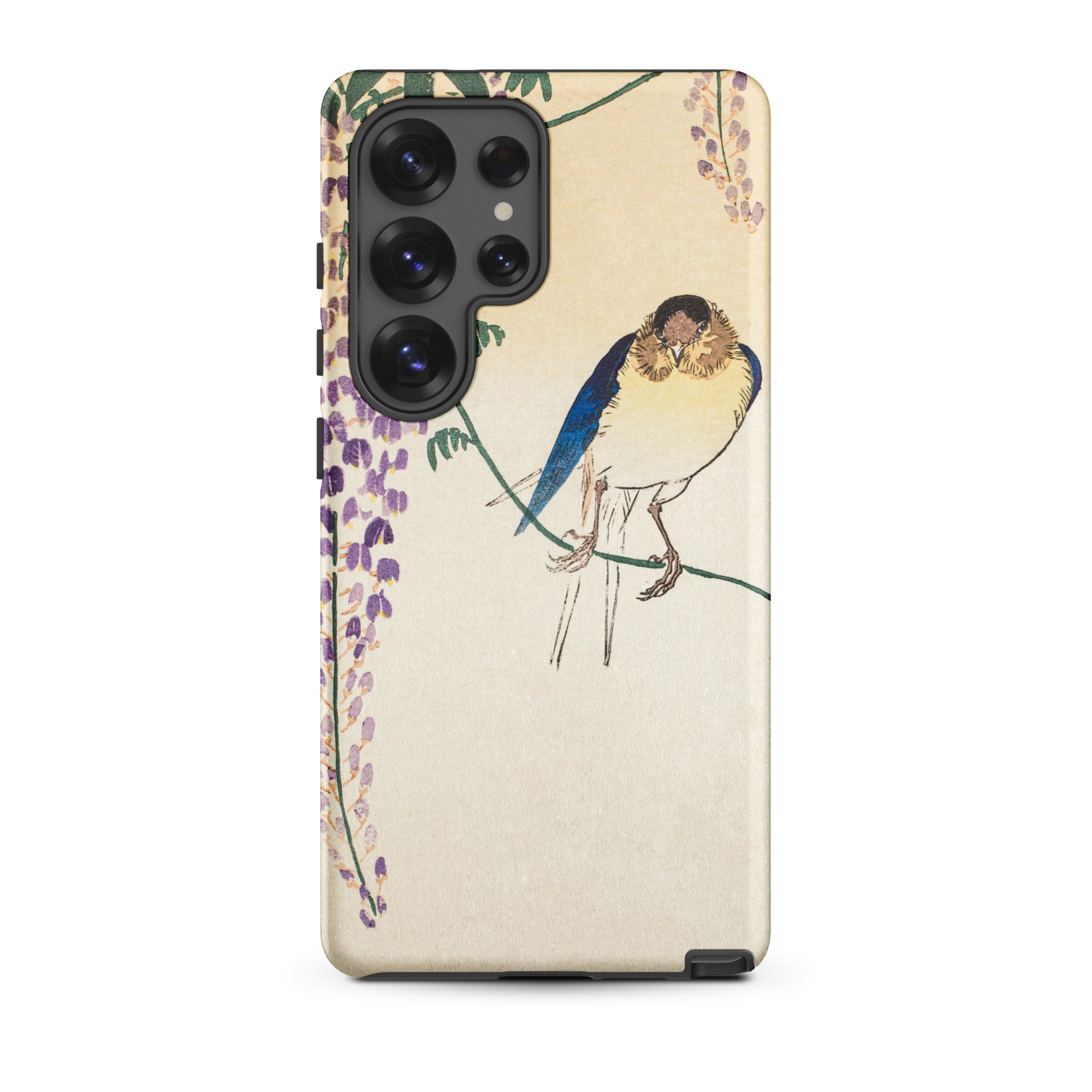 Wisteria and Swallow Ohara Koson Samsung Case, Galaxy S25 Ultra / Matte, Smartphone Case Bird Branch Wisteria Flowers