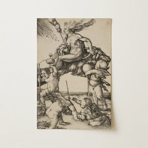 The Witch - Albrecht Durer Art Print / Canvas Detailed Black-and-white Mythological Scene Figures Animals Albrecht Durer Art, Art Print,